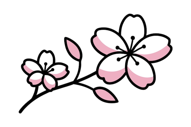 Vector un dibujo de una flor con una mariposa rosa y blanca en él