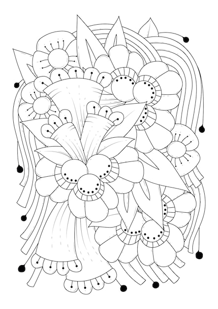 Dibujo de flor de orientación vertical para colorear