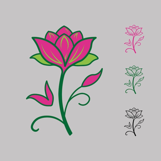 Un dibujo de una flor con la palabra loto en él Flower Vector ilustrador Diseño de logotipo