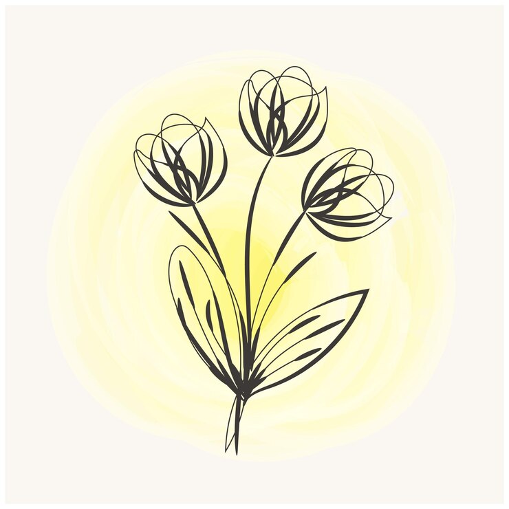 Vector un dibujo de una flor con la palabra tulipanes en él