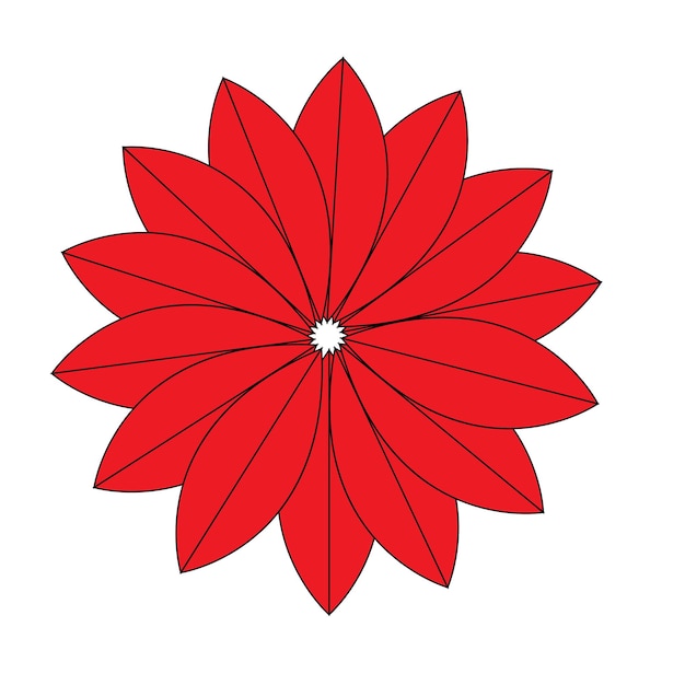 un dibujo de una flor roja con un fondo blanco