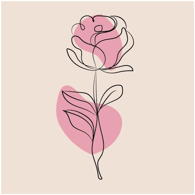 un dibujo de una flor rosa con un corazón rosa en él