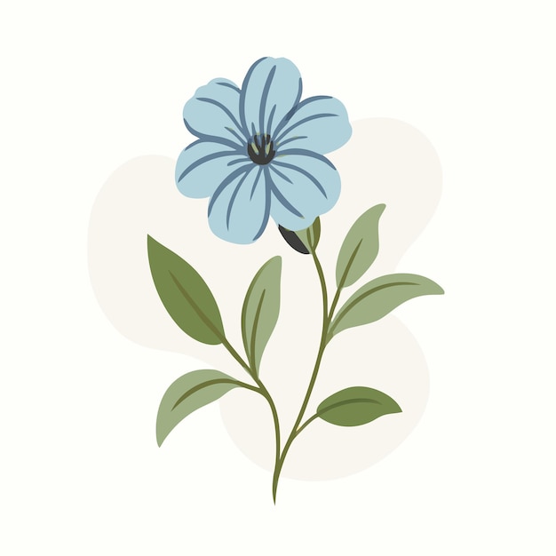 dibujo de una flor silvestre en flor con hojas silueta ilustración de arte vectorial