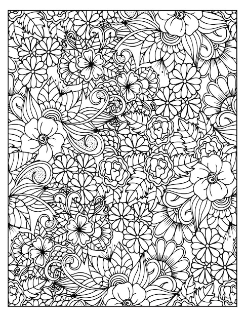 Dibujo floral para colorear kdp