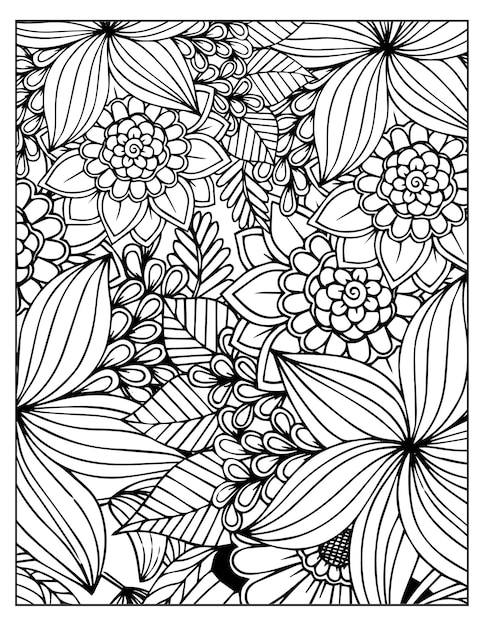 Dibujo floral para colorear KDP