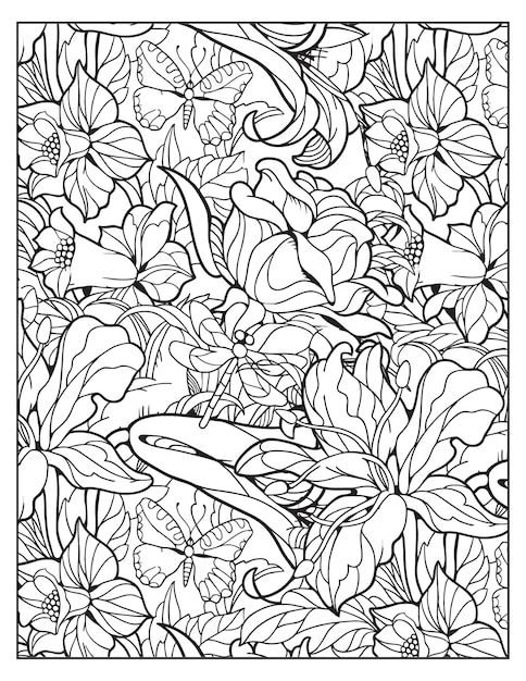 Vector dibujo floral para colorear kdp