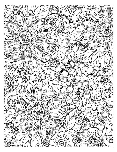 Vector dibujo floral para colorear kdp