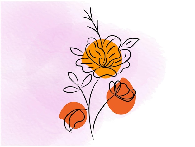 un dibujo de flores con colores naranja y rosa