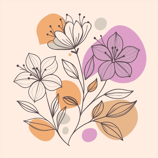 un dibujo de flores con diferentes colores y formas
