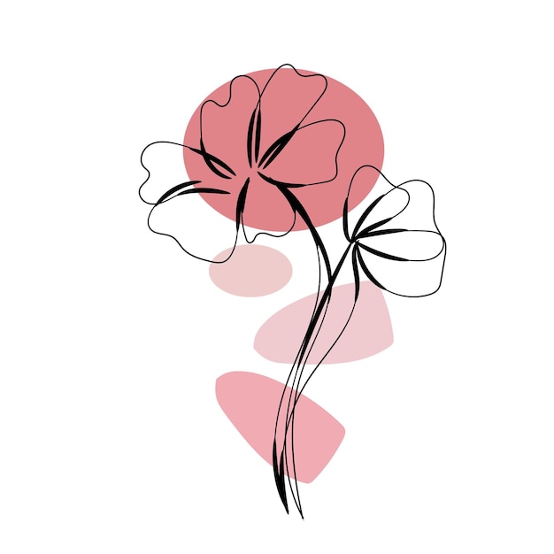 un dibujo de flores con un fondo rosa y negro