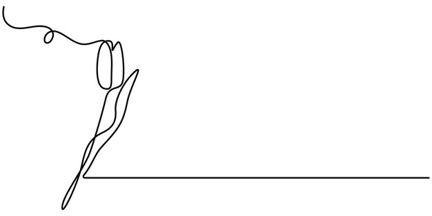 Dibujo de flores línea mono icono de línea continua en fondo blanco tulipán icono de linea continua pro