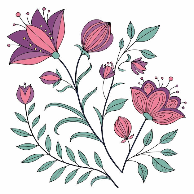 un dibujo de flores con la palabra flores en él