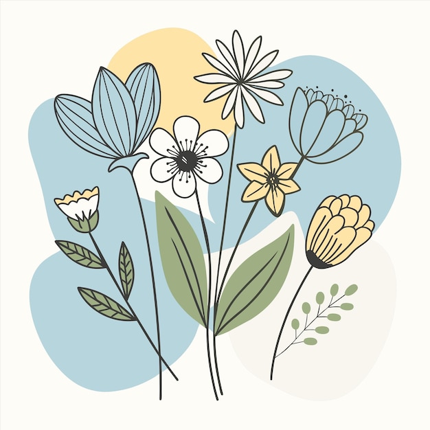 un dibujo de flores con la palabra primavera en él