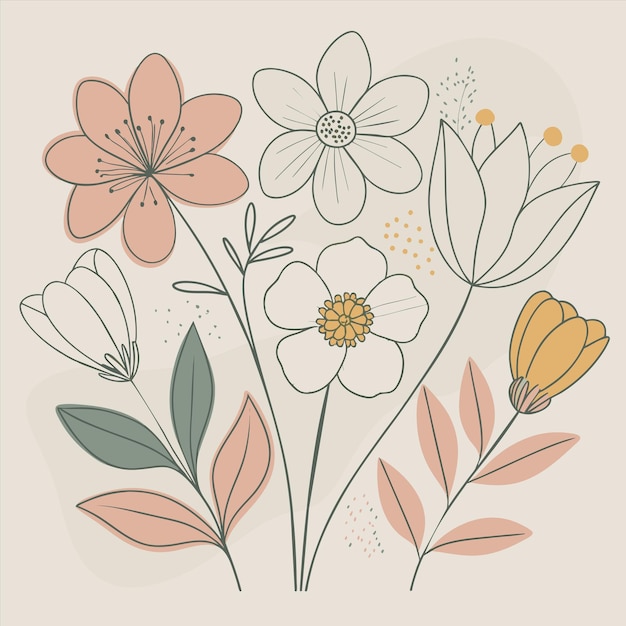 un dibujo de flores con la palabra primavera en él