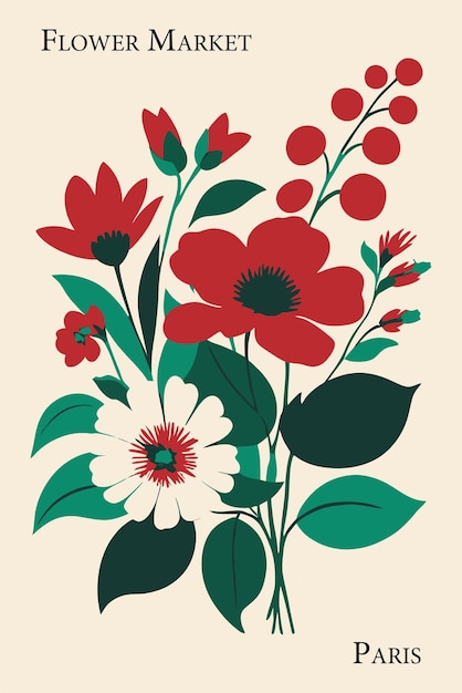 un dibujo de flores con las palabras cita roja cita y hojas verdes