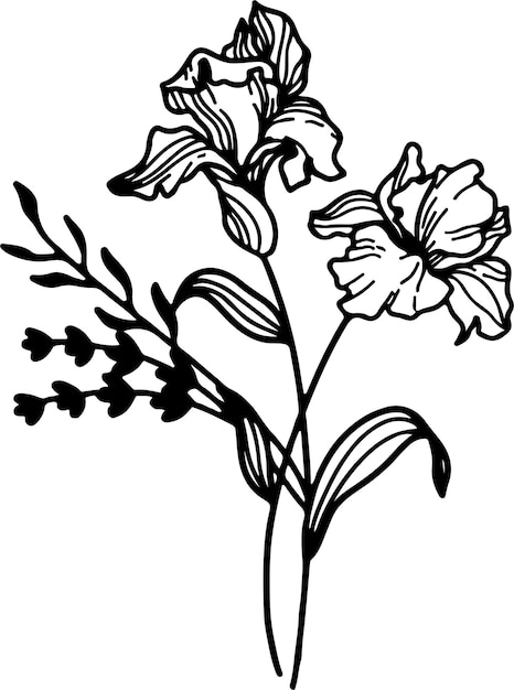 un dibujo de flores con las palabras flores en él