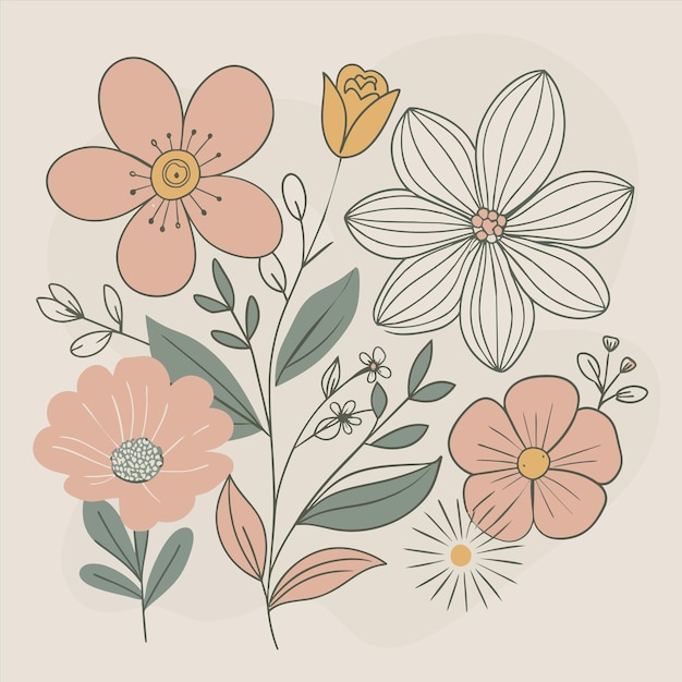 un dibujo de flores con las palabras " primavera " en él