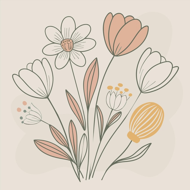 un dibujo de flores con las palabras " primavera " en él