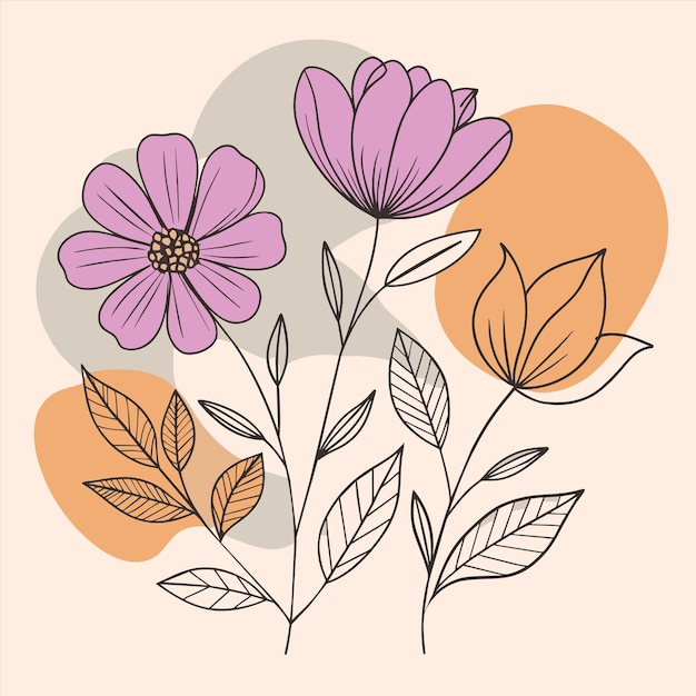 un dibujo de flores con las palabras " primavera " en la parte inferior