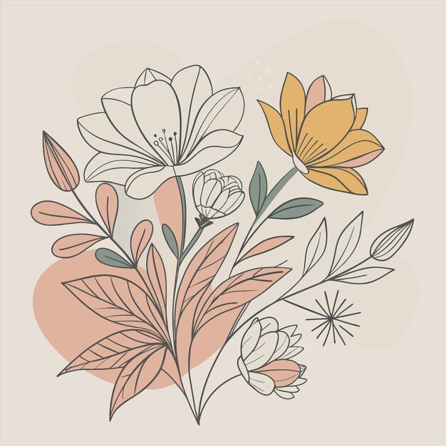 un dibujo de flores con las palabras "primavera" en la parte superior