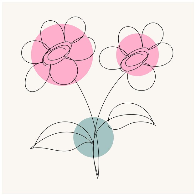 un dibujo de flores con puntos rosados y verdes