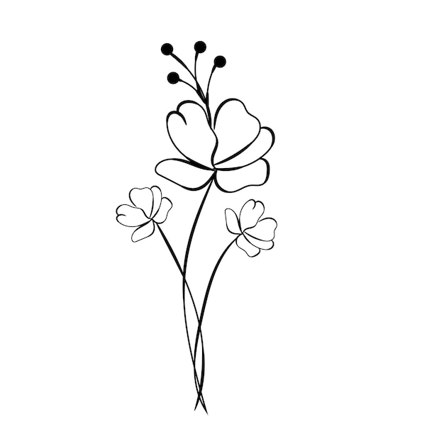un dibujo de flores que dice flores en la parte inferior