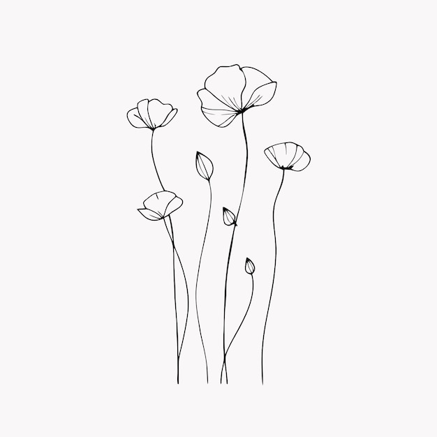 un dibujo de flores que está dibujado en un fondo blanco