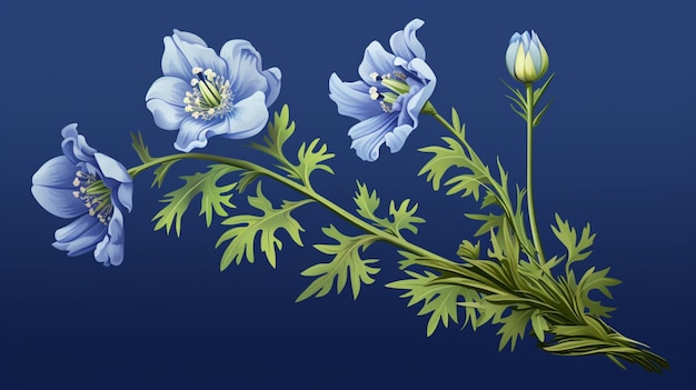 Vector un dibujo de flores con el título azul