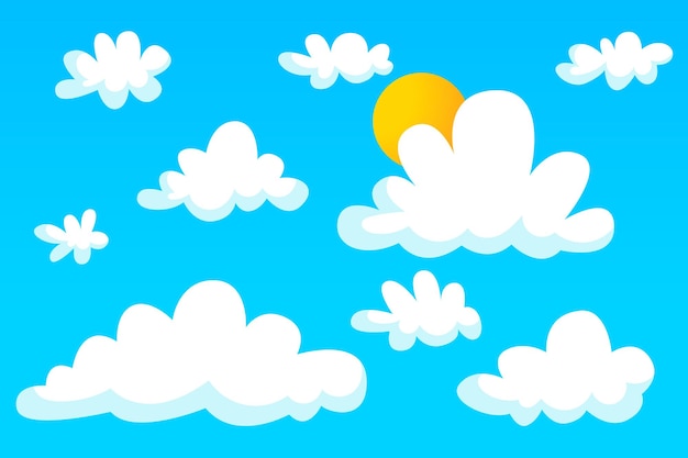 Vector dibujo de fondo de pantalla de fondo de cielo y nubes