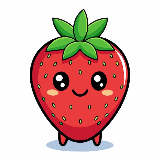 dibujo de fresa de fresa con carácter plano ilustración de arte vectorial 7