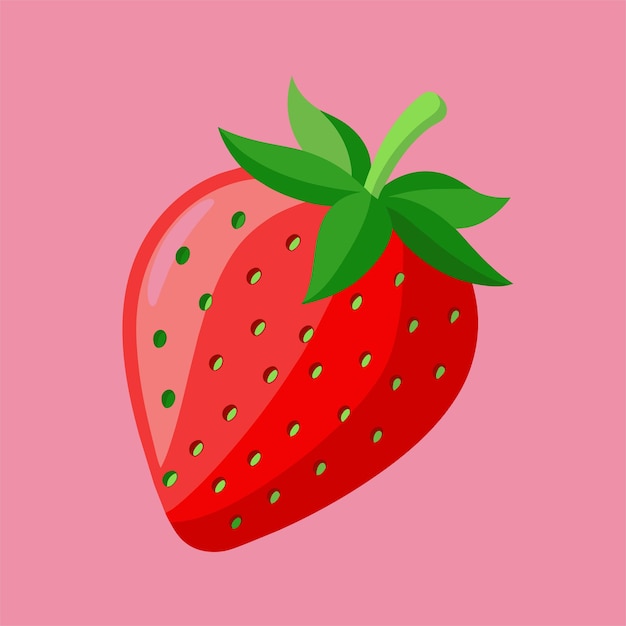 un dibujo de una fresa con hojas verdes en él