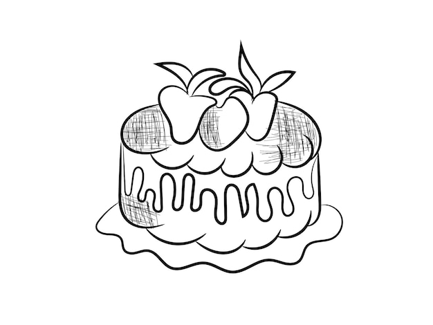 un dibujo de una fresa con las palabras manzana en él