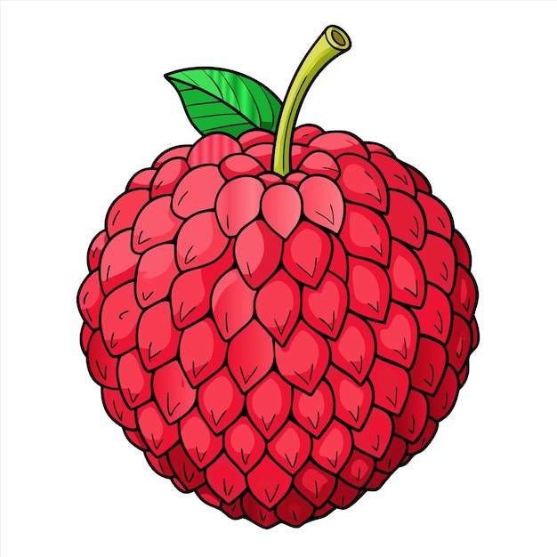 un dibujo de una fresa roja con un tallo verde