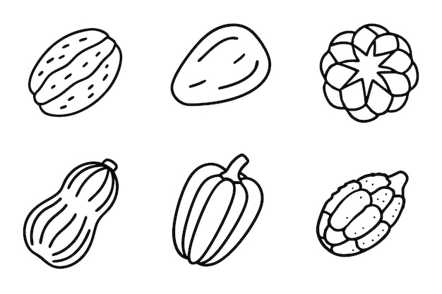 un dibujo de una fruta con un dibujo en línea de una pera