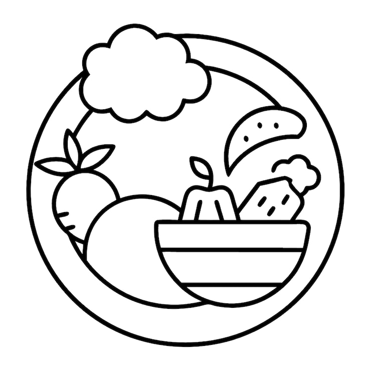 Vector un dibujo de una fruta con una imagen de una fruita en ella