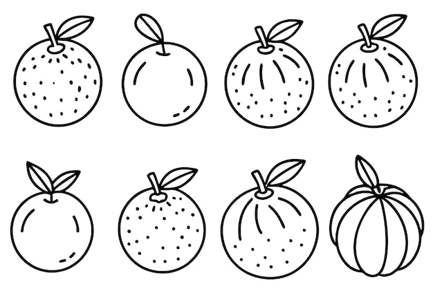 un dibujo de fruta con una línea dibujada en él
