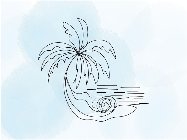 un dibujo de una fruta tropical con una palmera en la parte superior