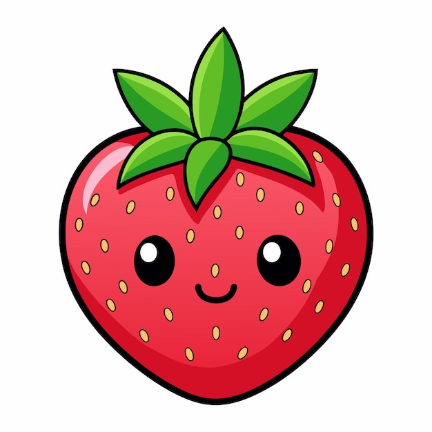 El dibujo de frutas de fresa es un carácter plano, una ilustración de arte vectorial 11