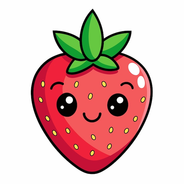 El dibujo de frutas de fresa es un carácter plano, una ilustración de arte vectorial 13