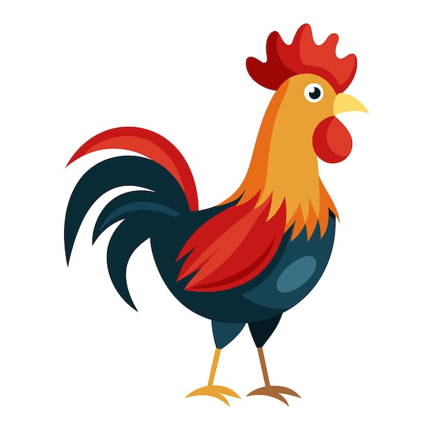 un dibujo de un gallo con una cara roja y una cola verde