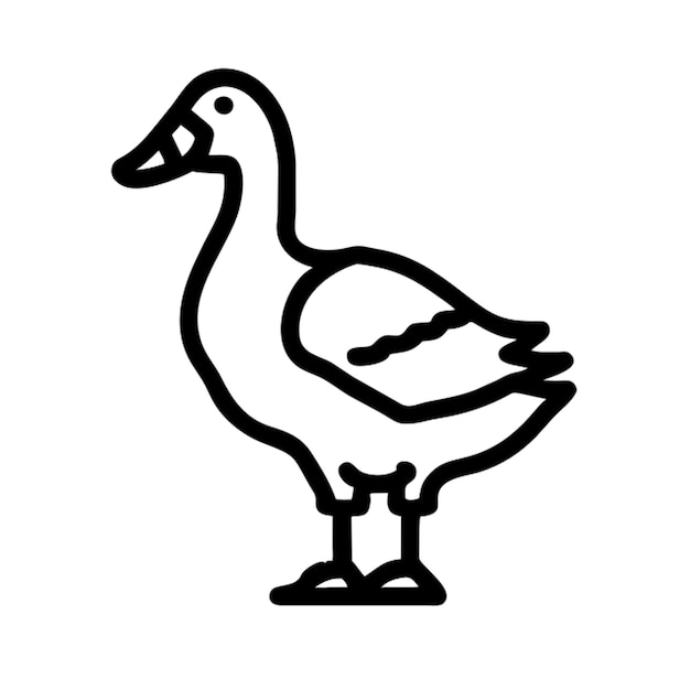 un dibujo de un ganso que tiene un contorno negro
