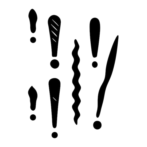 dibujo garabateado dibujado a mano signo de exclamación signo de exclamación señal de puntuación atención de advertencia 7