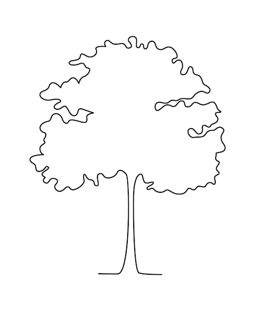 Dibujo garabato árbol en arte lineal