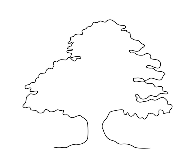 Dibujo garabato árbol en arte lineal