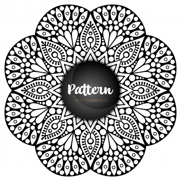 Dibujo de garabatos de plantilla de patrón de Mandala