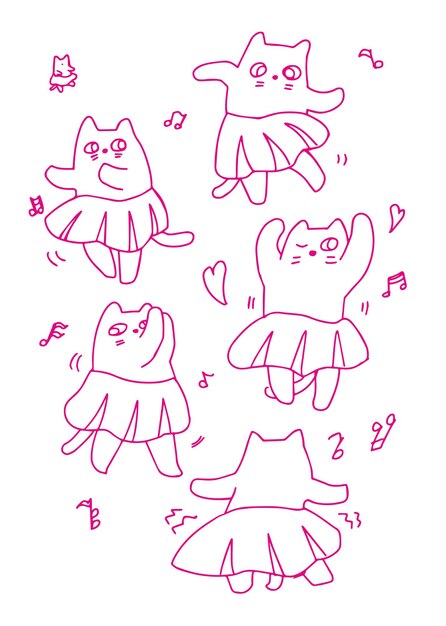 un dibujo de un gato bailando el hula