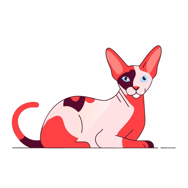 un dibujo de un gato con una cara roja y negra