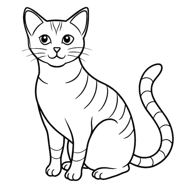 un dibujo de un gato con cola rayada