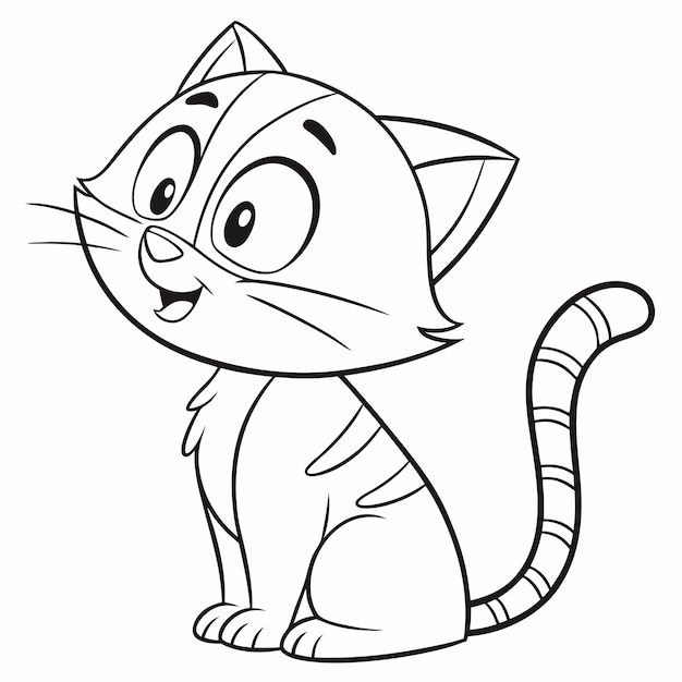 un dibujo de un gato con cola rayada