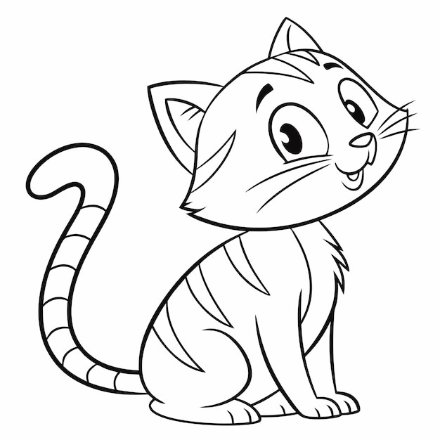 un dibujo de un gato con cola rayada